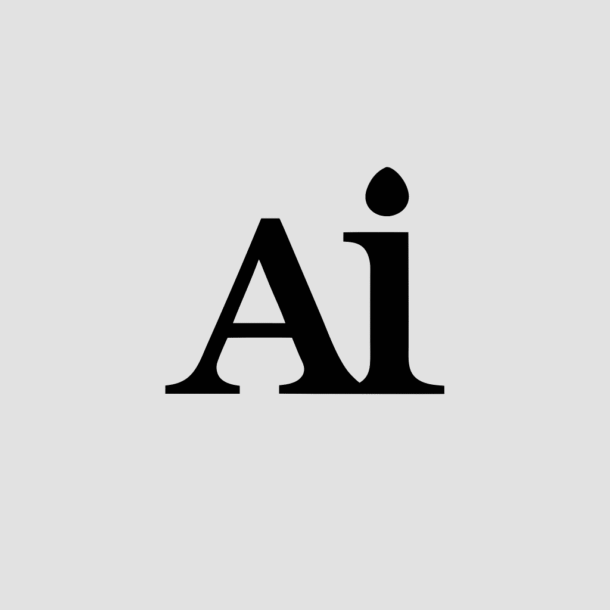 The company logo featuring the letters a and i. The dot on top of the i is a small flame, resembling a candle.